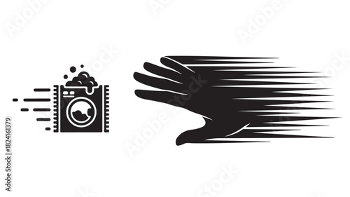 Express laundry service with speedy machine and soaring eagle for fast results with fresh, clean clothing delivered with rapid turnaround and satisfaction