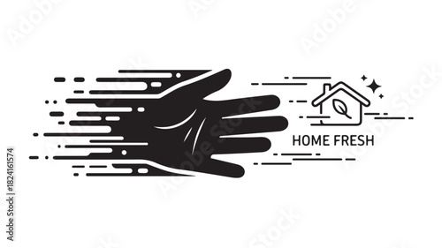 Get eco-friendly cleaning delivered fast to your door with this modern logo featuring a stylized hand and sparkling home icon for a fresh, clean living space