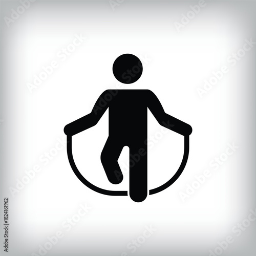 Simple rope skipping man icon design. Creative sports and events design, corporate identity.