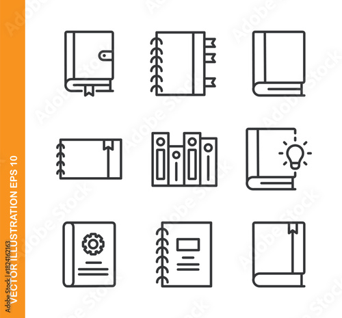 Book line icons- Mini collection and editable stroke series icon