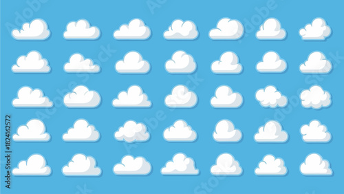 Cartoon Clouds Collection on Blue Sky