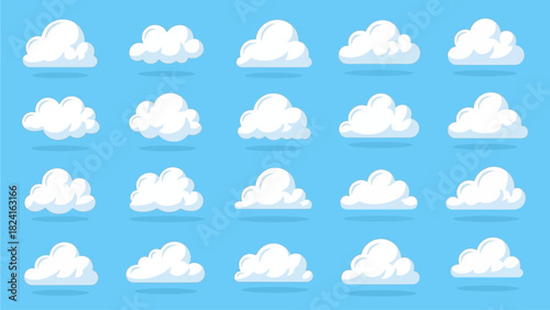 Cartoon Clouds Collection on Blue Sky