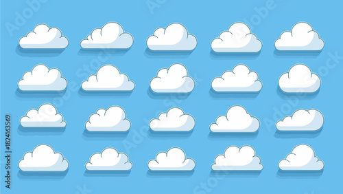 Cartoon Clouds Collection on Blue Sky