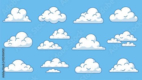 Cartoon Clouds Collection on Blue Sky