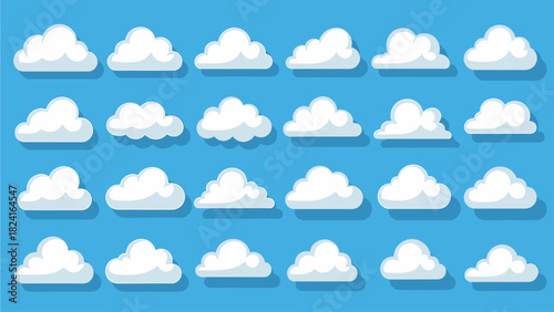 Cartoon Clouds Collection on Blue Sky