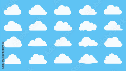 Cartoon Clouds Collection on Blue Sky