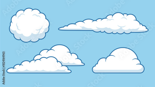 Cartoon Clouds Collection on Blue Sky