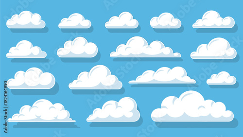 Cartoon Clouds Collection on Blue Sky