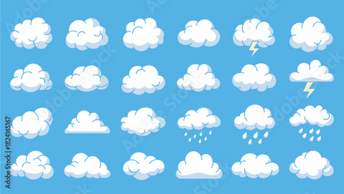 Cartoon Clouds Collection on Blue Sky