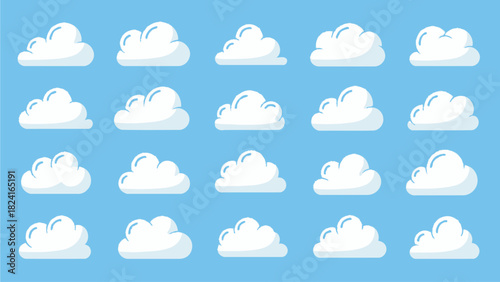Cartoon Clouds Collection on Blue Sky