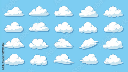 Cartoon Clouds Collection on Blue Sky