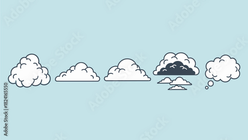 Cartoon Clouds Collection on Blue Sky