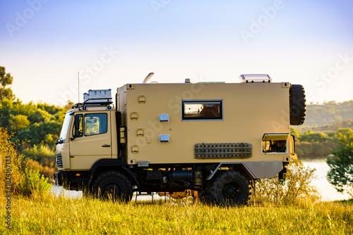 Offroad camper 4x4 truck on nature