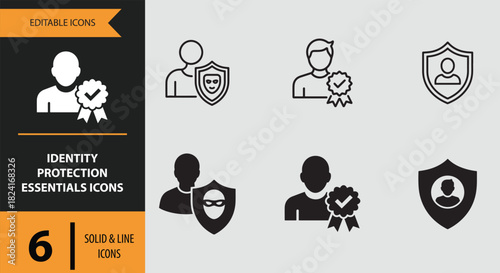 12 Data Encryption and Protection Icons outline icon set. Outline data encryption icons for secure information protection