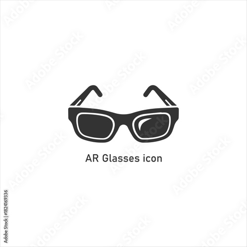 Black AR Glasses Icon, Representing Augmented Reality, Virtual Reality, Smart Eye wear, Future Technology, Digital Interface, and Wearable Gadgets