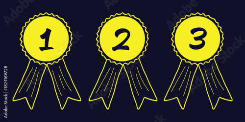 Gold 1st 2nd 3rd Place Award Ribbons