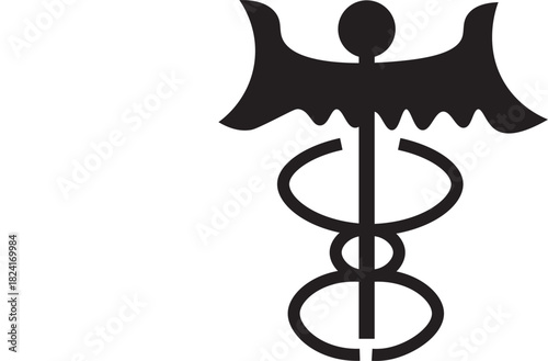 Black caduceus symbol with wings