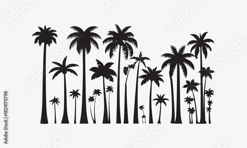 Tropical palm tree silhouette on beach vector illustration