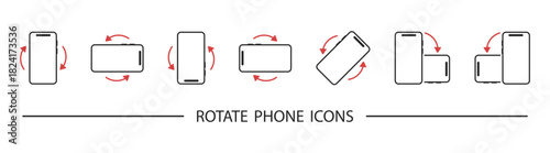 Rotate Mobile and Smartphone Icons — Screen Orientation, Flip, Tilt, and Swipe Vector Set for App, Device, and Technology on Transparent Background