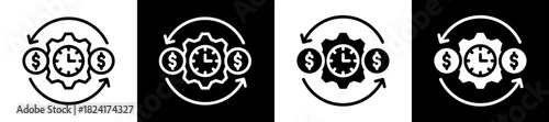 Business Efficiency Icon Set In Black And White Filled Style Collection 