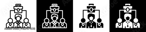 Work Organization Icon Set In Black And White Filled Style Collection 