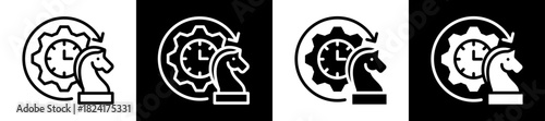 Efficiency Strategy Icon Set In Black And White Filled Style Collection 