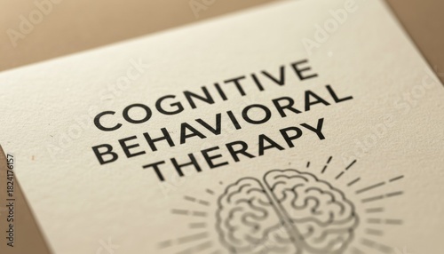 Minimal design card about cognitive behavioral therapy highlights modern mental health care trend and support for anxiety during world mental health day