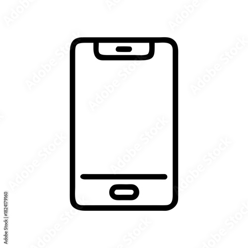 Illustration of a modern smartphone with home button on transparent background