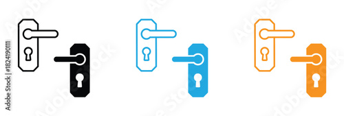 Door handle icon pack for app and website ui designs. door handle icon design vector template.