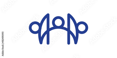 A clean dual-meaning logo combining a human figure with a bridge shape, symbolizing connection, support, and strong collaborative pathways in a modern design.