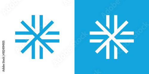 A sleek dual-meaning logo featuring an abstract snowflake shape, symbolizing purity, coolness, and modern winter aesthetics with a clean geometric style.