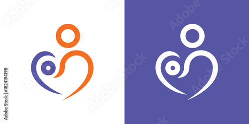A simple dual-meaning logo combining a human figure with a heart shape, symbolizing compassion, connection, and genuine care in a clean modern design.
