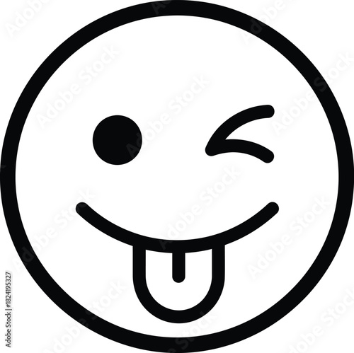 Find the perfect winking face emoji vector illustration for your design eps silhouette