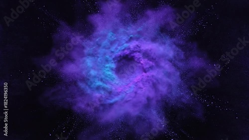 紫と青 輝く星雲 ダークキャンバスの夢幻