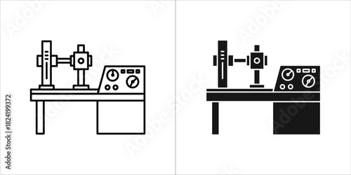 Industrial laboratory machine for research and development with control panel, isolated on
