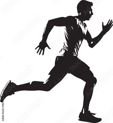 Silhouette of a male runner in motion, capturing the dynamism of athletic pursuit