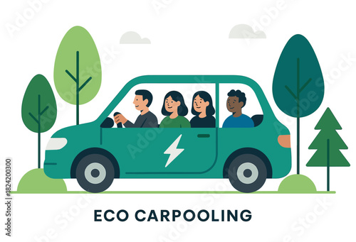 Eco-friendly carpooling with diverse adults in electric vehicle