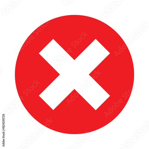 Red cancel Icon for error or close action