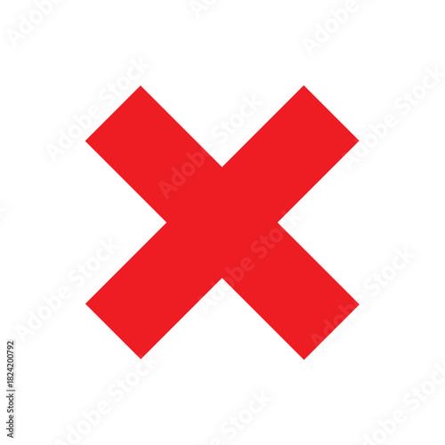 Red cross mark icon symbol for error cancel or delete