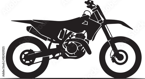 Dynamic silhouette illustration of an off-road motocross bike, perfect for extreme sports and outdoor adventure designs