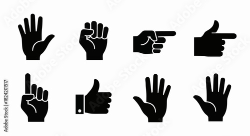 Hand gesture icons vector silhouette