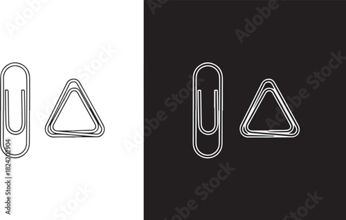Minimalist Line Art of Paperclips in Contrasting Backgrounds Office Essentials