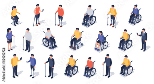 Inclusive isometric design of diverse individuals with disabilities and assistive devices