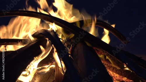 Camp fire in the Saharan desert in Tunisia
