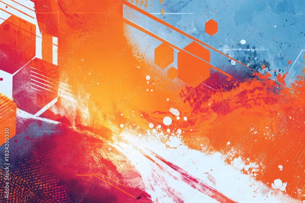 Obraz premium Bright Energetic Background Geometry Spray Paint Texture Urban Street Art Graffiti Style Design