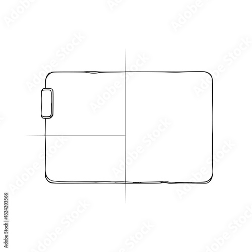 Hand-drawn illustration of a blank smartphone screen, perfect for app design mockups or user interface prototyping, offering a simple, clean template for mobile development projects
