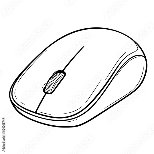 Sleek computer mouse illustration for modern tech concepts and digital design projects, perfect for website graphics and user interface elements, simple and clean mouse drawing
