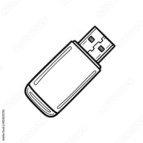 Sleek flash drive illustration ready for your data storage and transfer needs, a modern tech icon for presentations and design projects, clean and crisp memory storage solution
