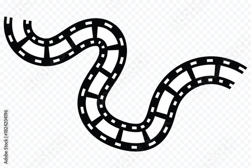 Long vector Film strip icon isolated on a transparent background. Pattern of photo film strip frame, Video Film strip roll, Vector illustration. Flim Frame. Movies film background with flim roll eps10