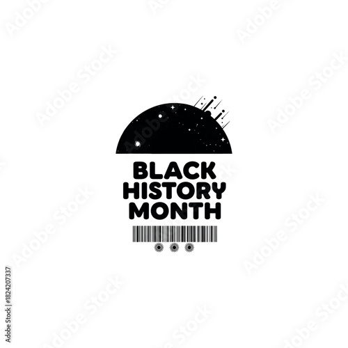 Black history month graphic with stars and barcode